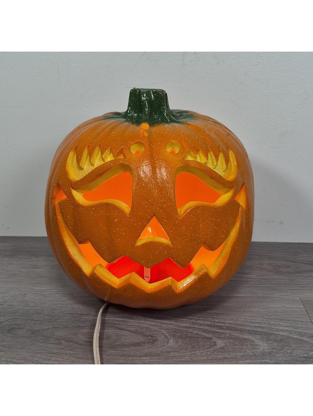 Vintage Pumpkin Light up Foam Mold 1995 Trendmasters Jack O Lantern